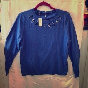 Talbots Blue Sailboat Anchor Sweater